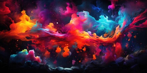 Fototapeta na wymiar Explosion of colors underwater. Bright colors underwater. Colorful background. Generative AI