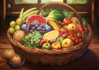A colorful basket of fruits and vegetables, world food day images