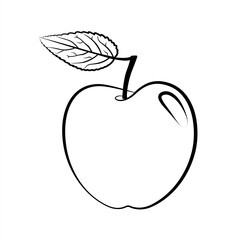 Black line apple illustration. Graphic vector sketch  fruit in hand drawn style. Vector art line illustration of apple logo.