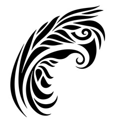 Obraz premium The wing tribal graphic is a captivating fusion of feathers and intricate lines, evoking a sense of flight and freedom.