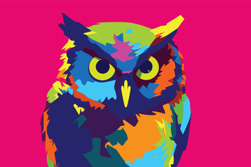 owl pop art vector, colorful art of an owl vector illustration