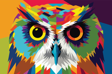 owl pop art vector, colorful art of an owl vector illustration