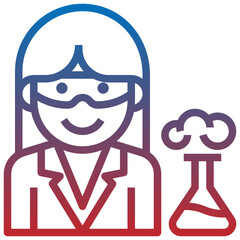 FEMALE SCIENTIST line icon,linear,outline,graphic,illustration