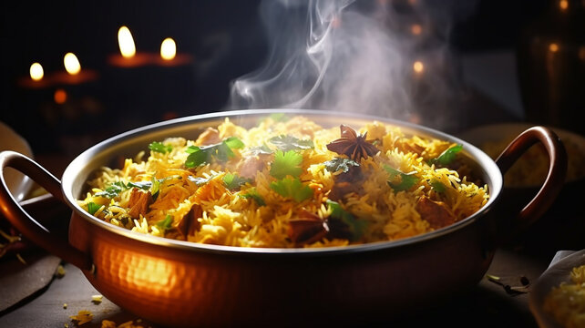 A Wide Shot Of A Steaming Pot Of Biryani, World Food Day Images