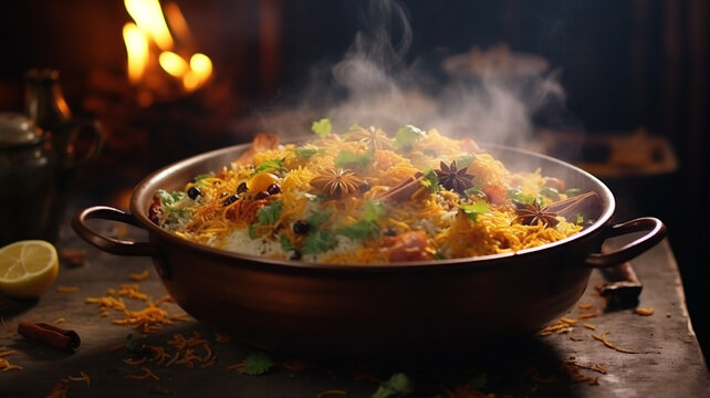 A Wide Shot Of A Steaming Pot Of Biryani, World Food Day Images