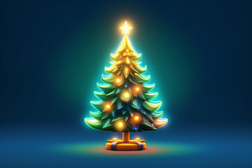 Christmas sparkling bright tree. Merry Christmas and Happy new year. light garlands. generative ai, generative, ai