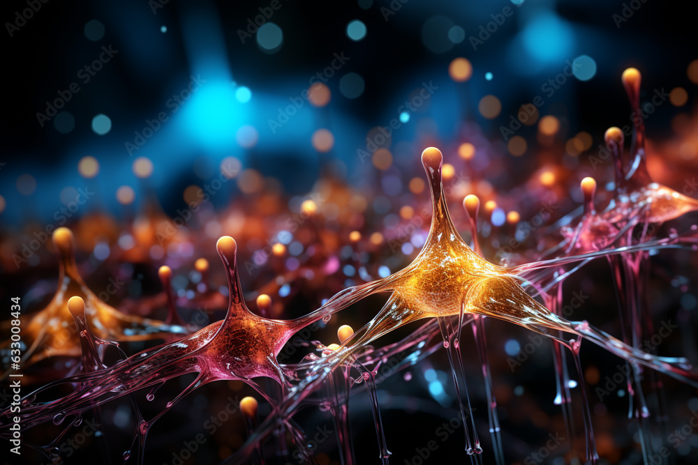 Fototapete  Visualization of brain vascular connections supplying blood and nutrients to different brain areas.  Generative AI technology.