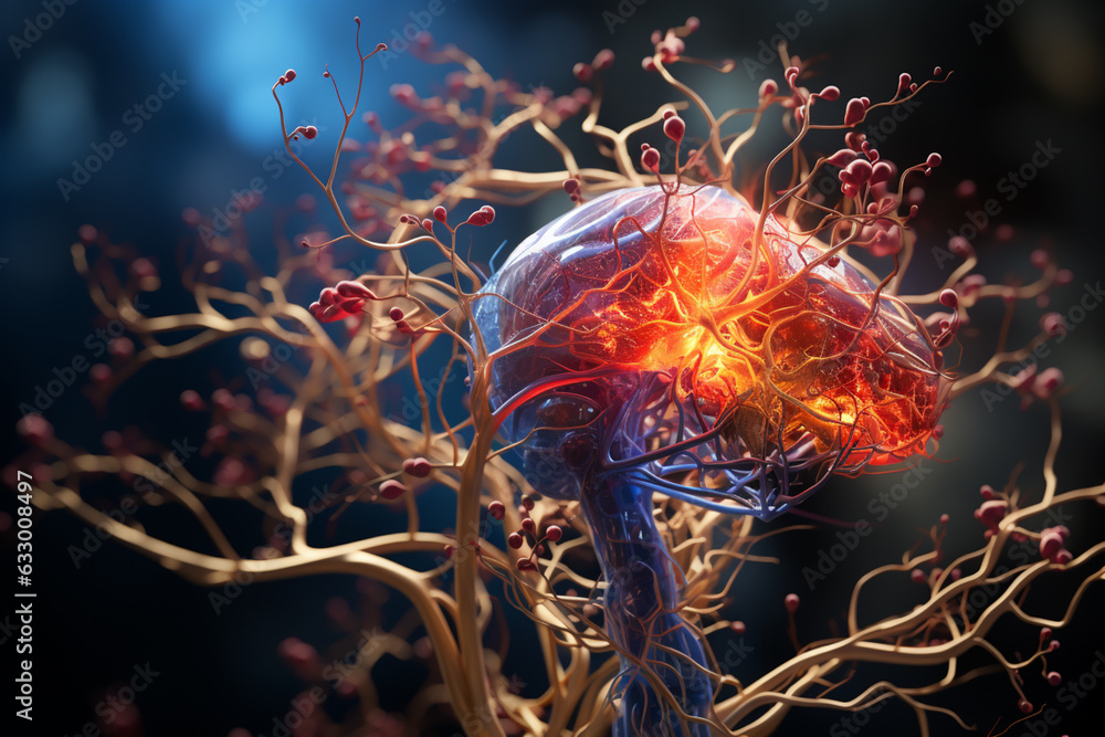 Leinwandbilder  Artistic representation of intertwined neural connections creating an abstract image.  Generative AI technology.