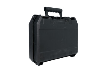 A black plastic driller case on a white isolated background