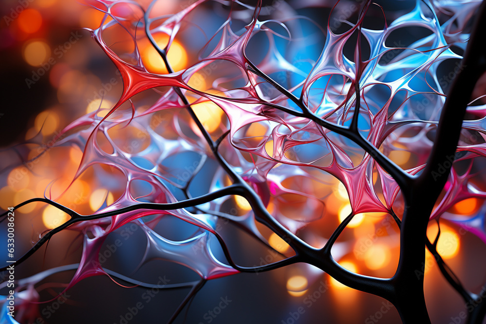 Poster A portrayal of neurons' interconnections resembling branches that link different brain regions.   Generative AI technology.