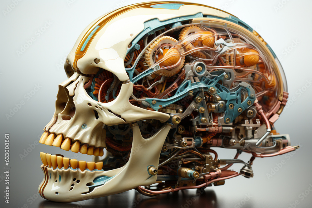 Poster A dissected brain displaying its various parts and structures.  Generative AI technology.