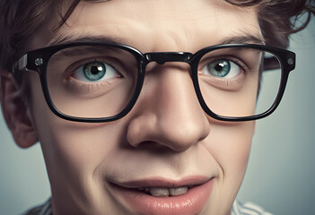 Fototapeta na wymiar Portrait of a nerd with glasses
