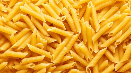 Penne rigate pasta background top view