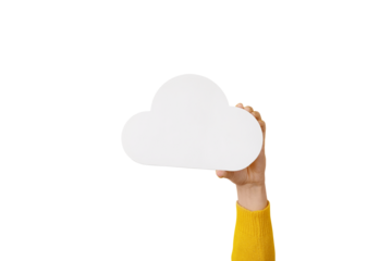 cloud in hand isolated on transparent background, storage concept