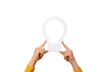 light bulb in hands isolated on transparent background