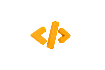 Programming 3d render code icon.  Programming code symbol, Coding or Hacker background. Development...