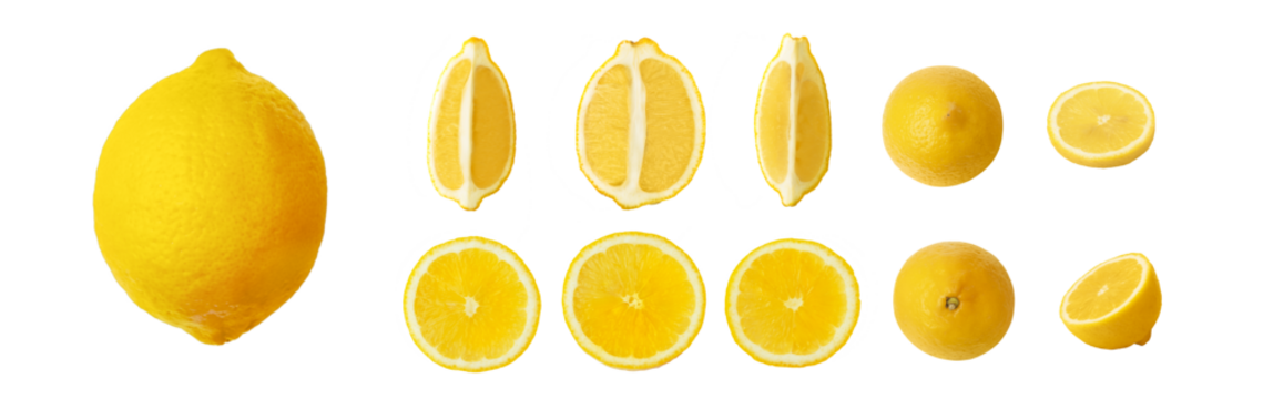 ripe lemon set isolated on transparent background