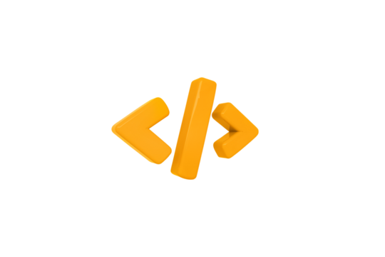 Programming 3d render code icon.  Programming code symbol, Coding or Hacker background. Development and software concept.
