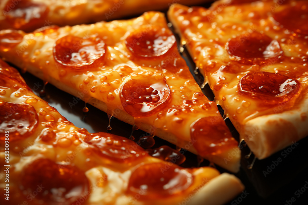 Aufkleber  seamless background pattern with yummy pizza slices Generative AI technology.