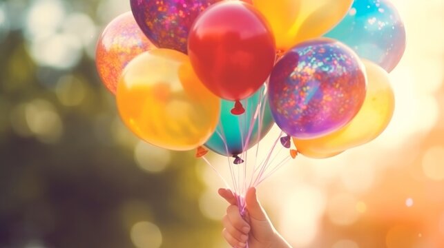 A Person Holding A Bunch Of Balloons