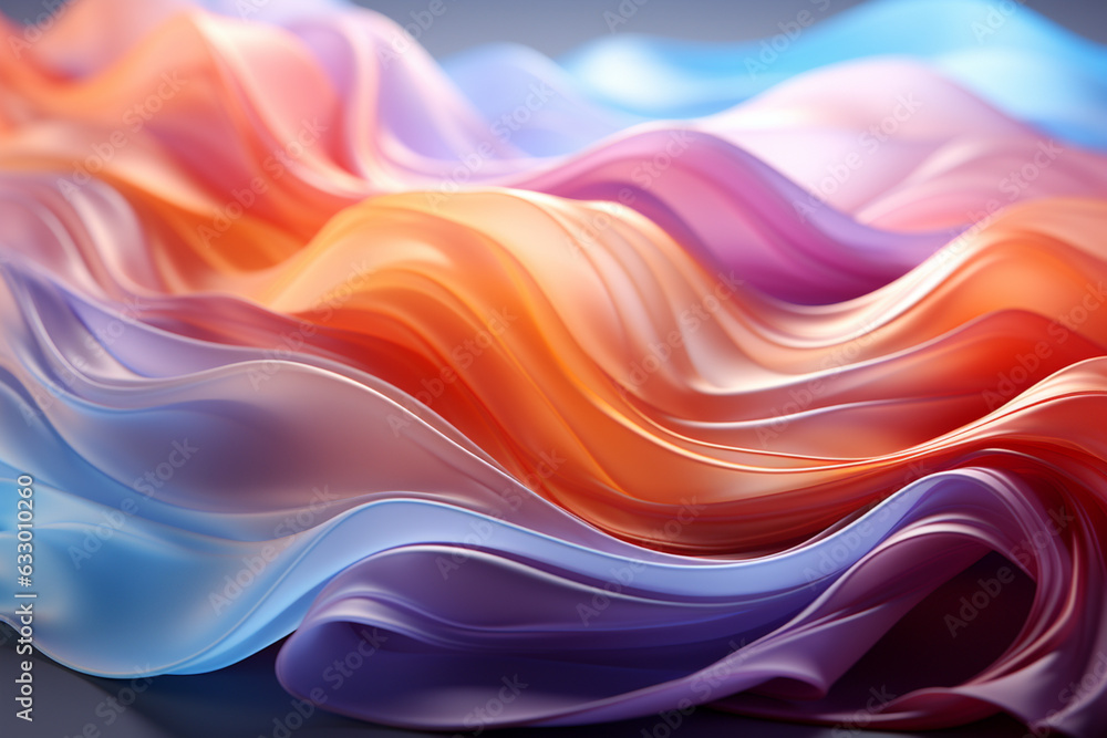 Poster abstract pc desktop background with soft waves and lines in pastel colors. generative ai technology.