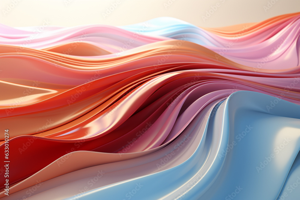 Poster abstract pc desktop background with soft waves and lines in pastel colors. generative ai technology.