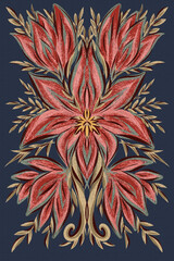 delicate ornament with flowers blooming
