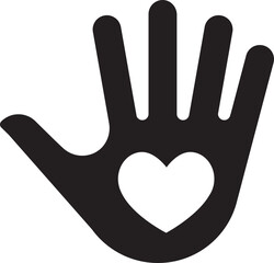 Palm hand with heart icon