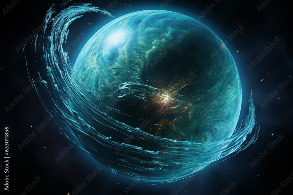 Aufkleber A series of images compiled to create a time-lapse video showing Uranus' peculiar rotation on its side, emphasizing its axial tilt.  Generative AI technology.
