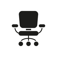 Office chair black glyph icon on white background
