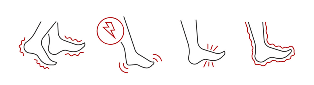 Restless Leg Syndrome Outline Icon. RLS Linear Sign.