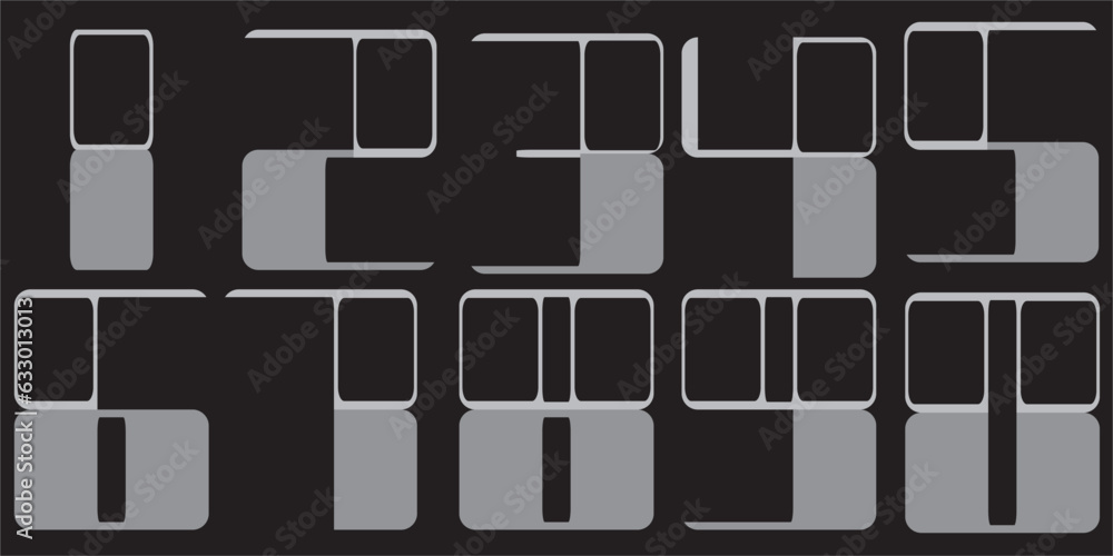 Poster assorted digital custom vector numbers. minimum. color gradation. dark. banner network. 3d effect. d