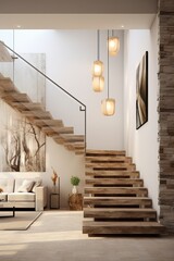 Amazing Interior Design of a Modern and Luxurious Apartment with Wooden Stairs and Beautiful Walls.