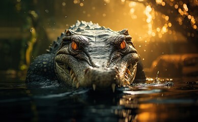 portrait of an alligator - obrazy, fototapety, plakaty
