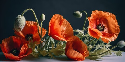Poppy day. Memory of all the soldiers who died in wars involving Great Britain. Generative AI