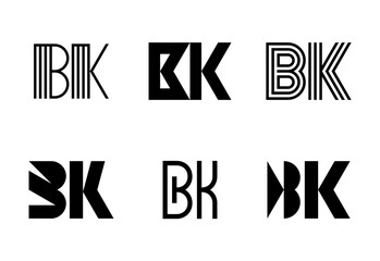 Set of letter BK logos. Abstract logos collection with letters. Geometrical abstract logos