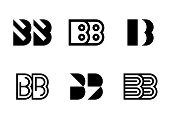 Set of letter BB logos. Abstract logos collection with letters. Geometrical abstract logos
