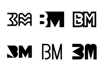 Set of letter BM logos. Abstract logos collection with letters. Geometrical abstract logos