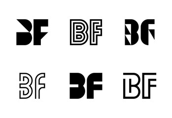 Set of letter BF logos. Abstract logos collection with letters. Geometrical abstract logos