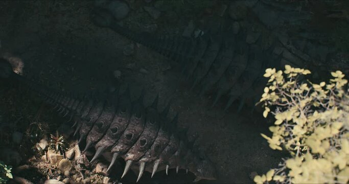 The herbivorous dinosaur Ankylosaurus is searching for sustenance.