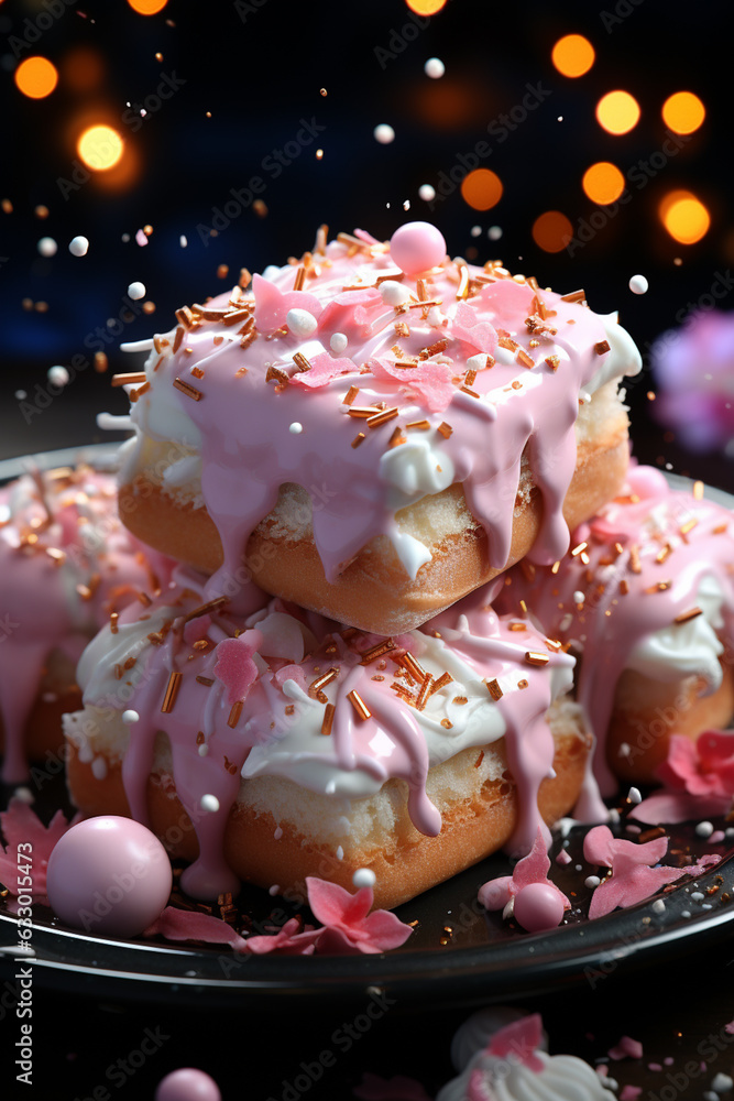 Aufkleber a creative presentation of marshmallows dipped in chocolate and adorned with colorful sprinkles, per