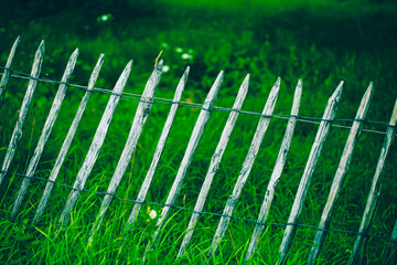 old garden fence in pop art, sloping garden fence pop art