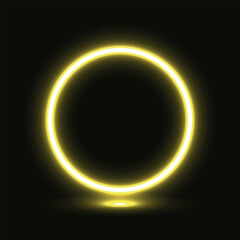 Neon lamp, neon circle, glowing circle, pink neon vector illustration.