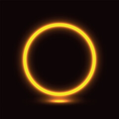 Neon lamp, neon circle, glowing circle, pink neon vector illustration.