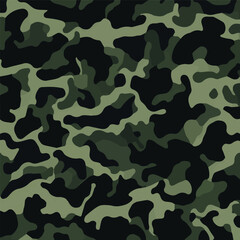Camouflage seamless pattern. Trendy style camo, repeat print. Vector illustration. Khaki texture, perfect for military army design.