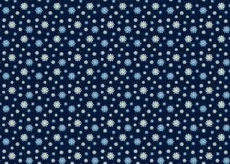 Snowflakes seamless pattern of many snowflakes on the dark blue background. Winter design.