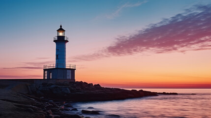 Evening sky and colours around sea and lighthouse