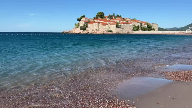Montenegro Adriatic sea view on the Sveti Stefan island.