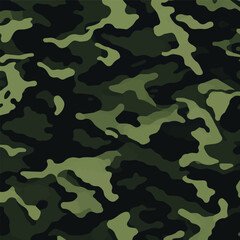 Fototapeta premium Camouflage seamless pattern. Trendy style camo, repeat print. Vector illustration. Khaki texture, perfect for military army design.