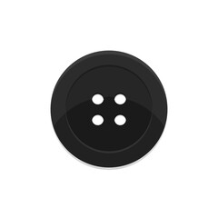 Black clothes button flat vector illustration